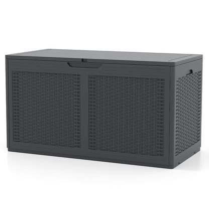 380L Resin Deck Box Outdoor Waterproof Storage Bench with Lockable Lid-Grey