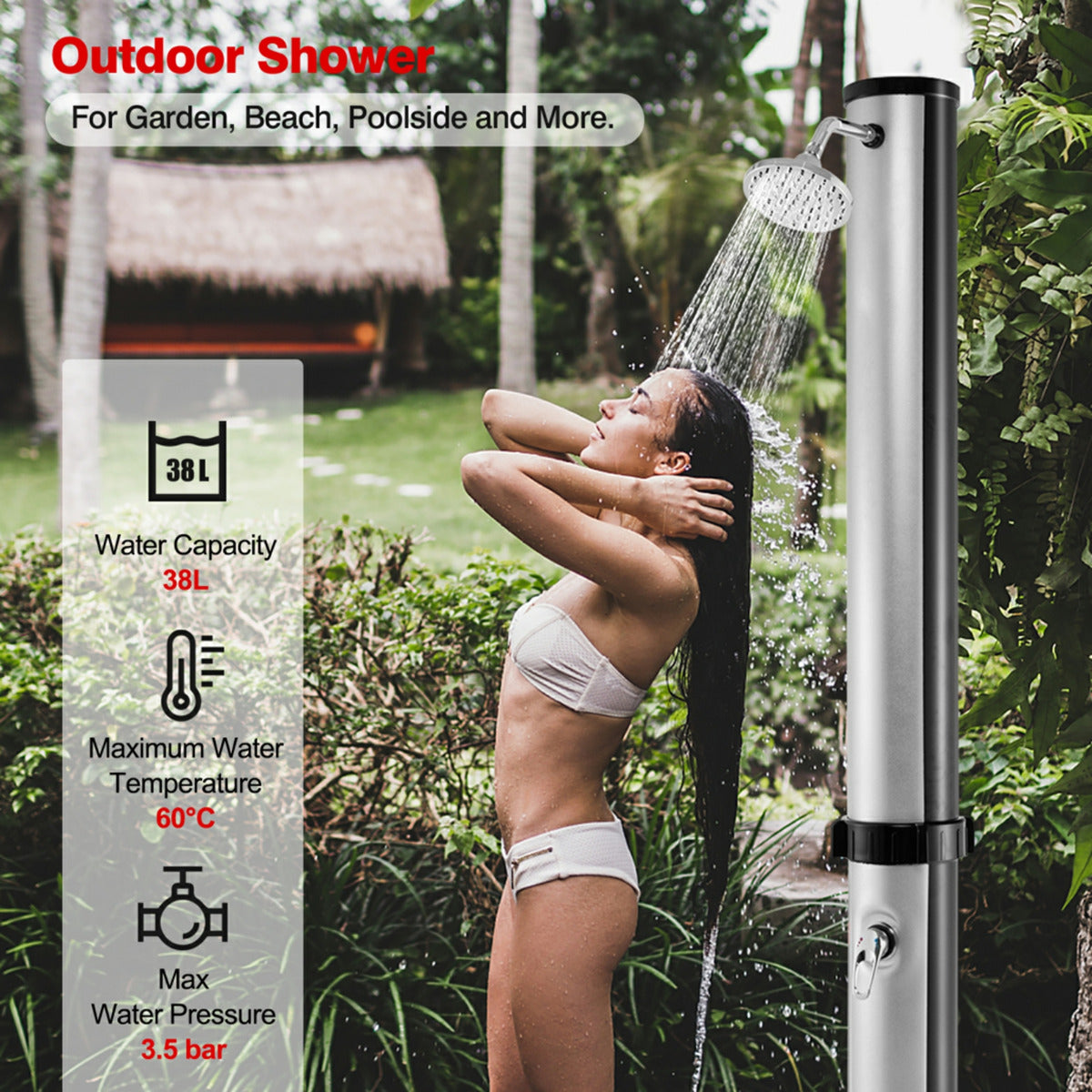 38L Outside Drench Shower with Rotating Shower Head