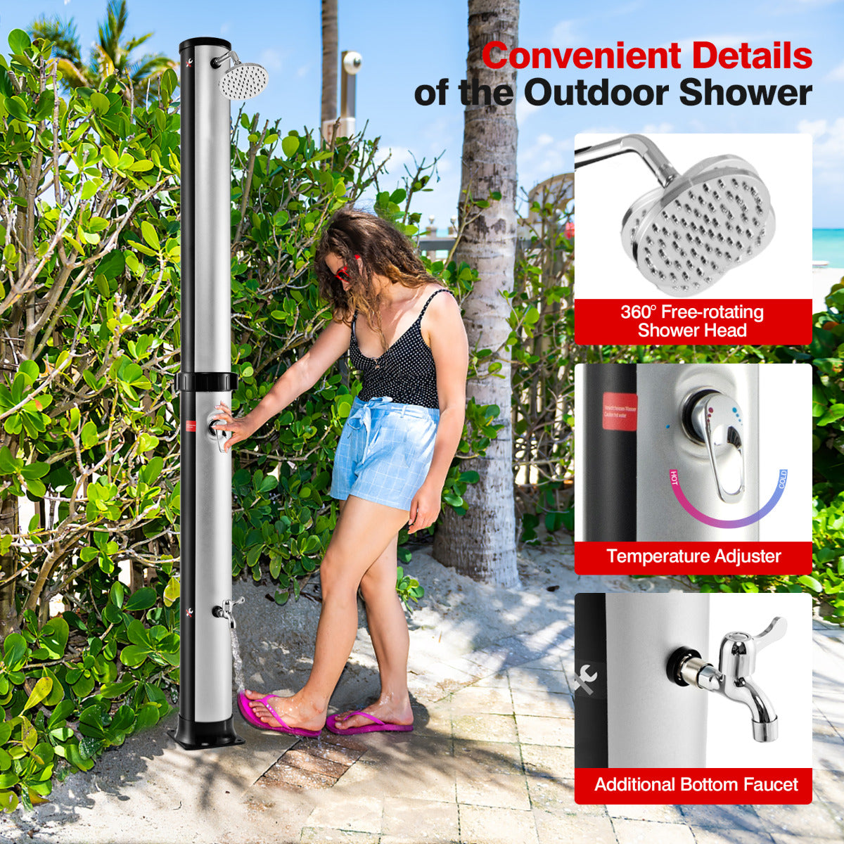 38L Outside Drench Shower with Rotating Shower Head