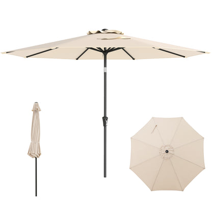 3M Patio Umbrella 8 Ribs with Tilt Mechanism and Crank Handle and Vented Top-Beige