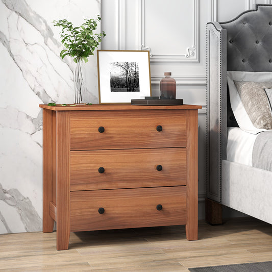 3-Drawer Dresser Wide Chest of Drawers-Walnut