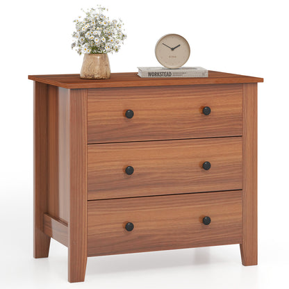 3-Drawer Dresser Wide Chest of Drawers-Walnut