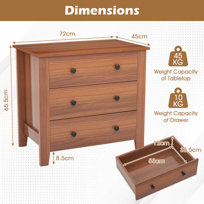 3-Drawer Dresser Wide Chest of Drawers-Walnut
