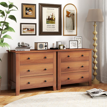 3-Drawer Dresser Wide Chest of Drawers-Walnut