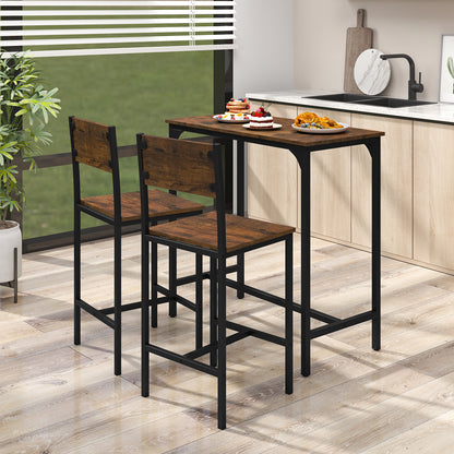 3 Piece Bar Table and Chair Set with Counter Height Stools-Coffee