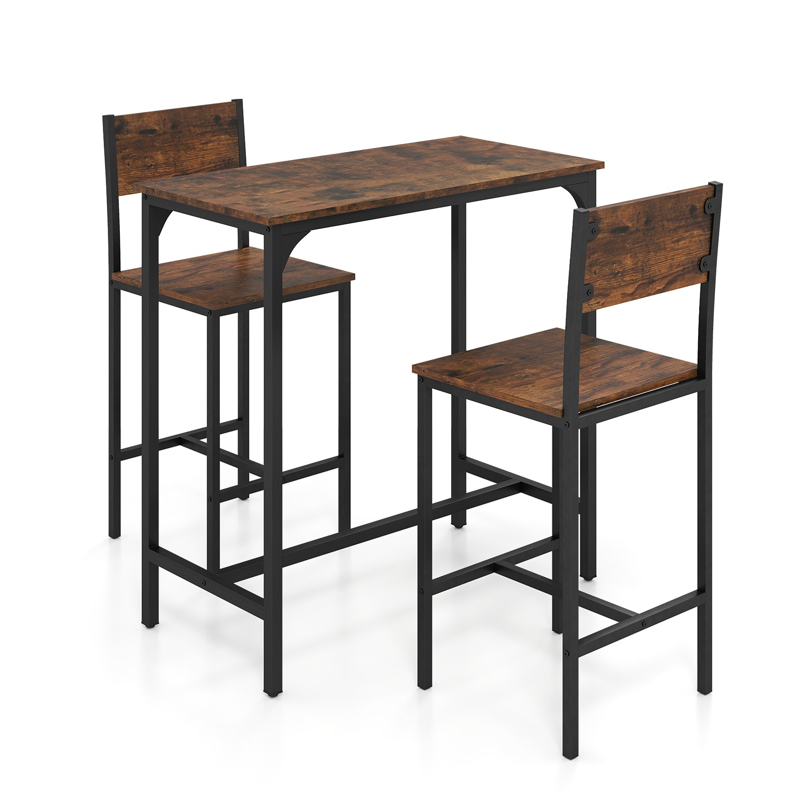 3 Piece Bar Table and Chair Set with Counter Height Stools-Coffee
