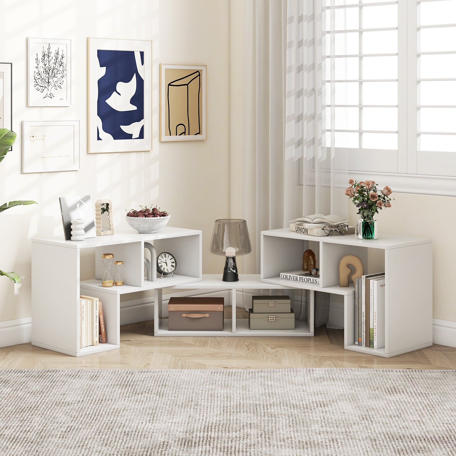 3-Piece Convertible TV Stand for Up to 65 inch TVs-White