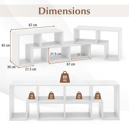 3-Piece Convertible TV Stand for Up to 65 inch TVs-White
