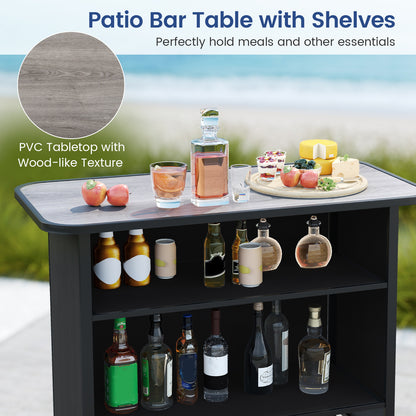 3 Piece Outdoor Bar Set with Breathable Fabric for Backyard-Black