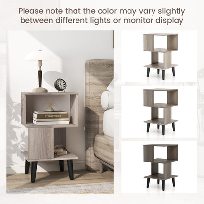 3-Tier Geometric Bookshelf Set of 2 Modern Asymmetrical End Table