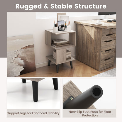 3-Tier Geometric Bookshelf Set of 2 Modern Asymmetrical End Table