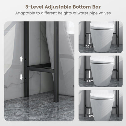 3-Tier Over The Toilet Storage Rack with Adjustable Bottom Bar-Black