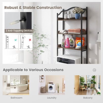 3-Tier Over The Toilet Storage Rack with Adjustable Bottom Bar-Black