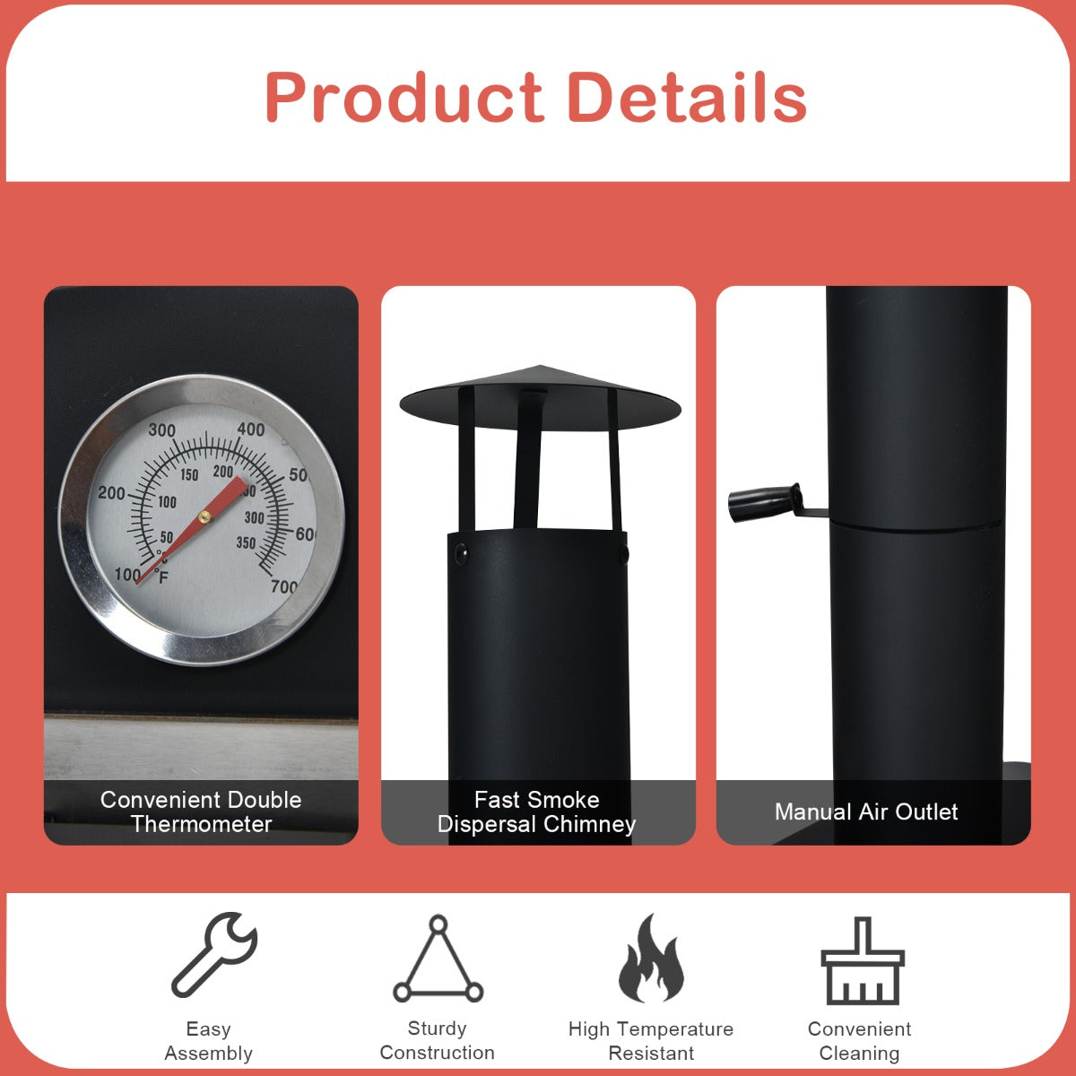 3-in-1 Pizza Oven Wood Fired Portable Outdoor BBQ Grill Smoker Pizza Maker