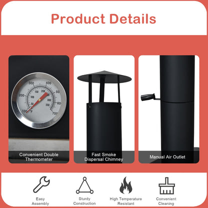3-in-1 Pizza Oven Wood Fired Portable Outdoor BBQ Grill Smoker Pizza Maker