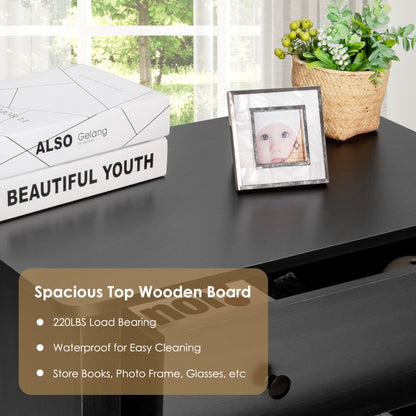 3 Chest of Drawers Nightstand for Bedroom-Black