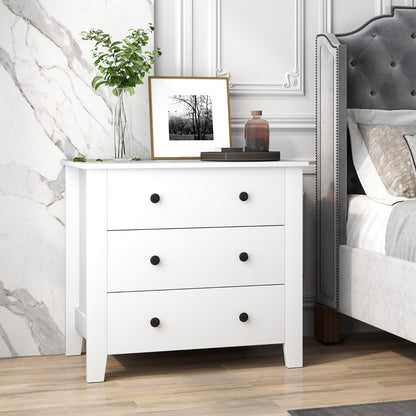 3 Chest of Drawers Nightstand for Bedroom-White
