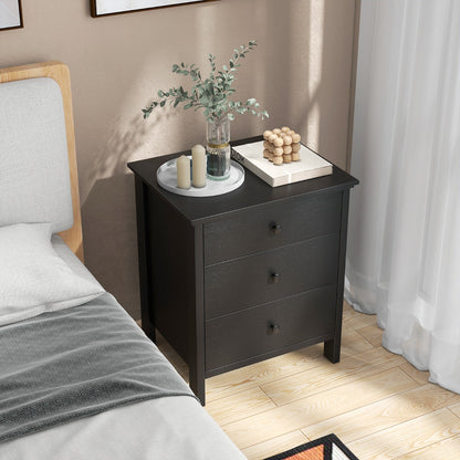 3-Drawer Nightstand for Living Room and Bedroom-Black