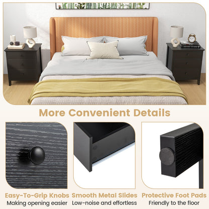 3-Drawer Nightstand for Living Room and Bedroom-Black