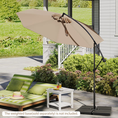 Cantilever Umbrella with Cross Base and Crank for Garden/Patio-Coffee