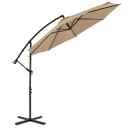 Cantilever Umbrella with Cross Base and Crank for Garden/Patio-Coffee