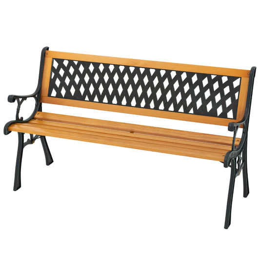 Costway 3-Person Outdoor Bench with Slatted Seat and Curved Armrests