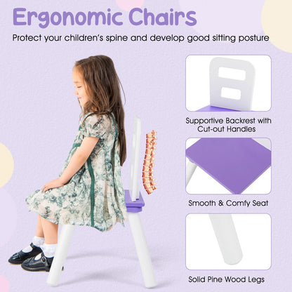 Ergonomic children's chairs with backrests support comfortable seating and good posture development
