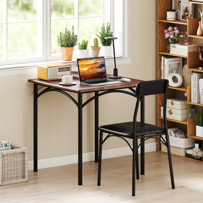3-Piece Dining Table Set with Upholstered Seats-Black