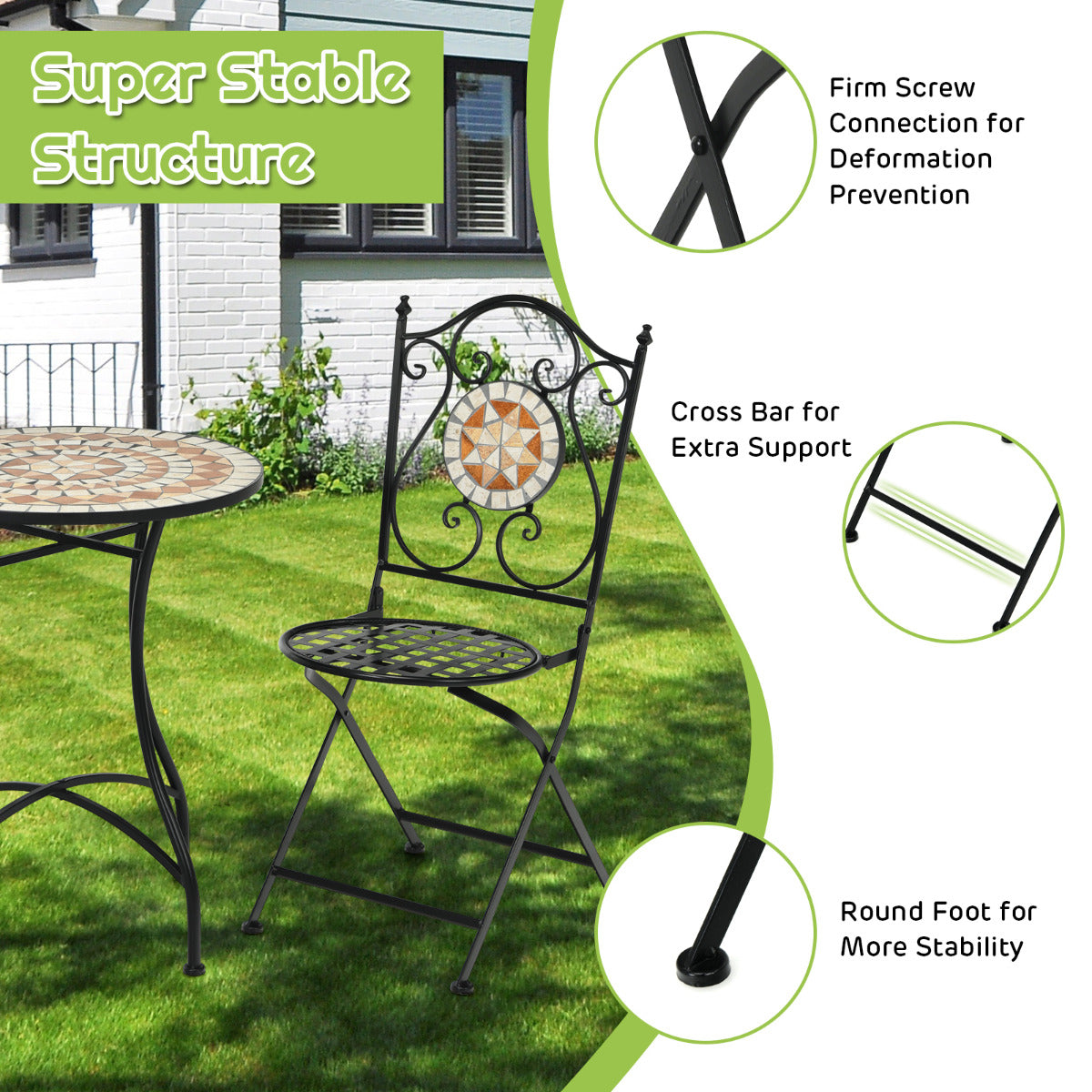 3 Piece Patio Bistro Set for Indoor Outdoor Use