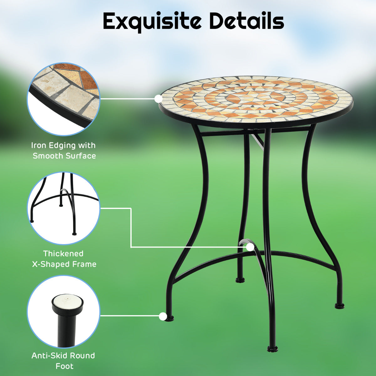 3 Piece Patio Bistro Set for Indoor Outdoor Use