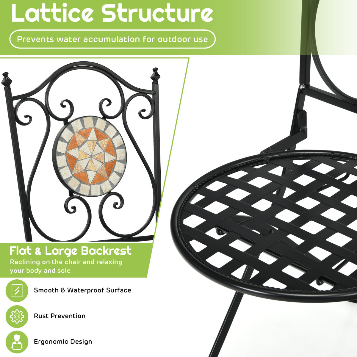 3 Piece Patio Bistro Set for Indoor Outdoor Use