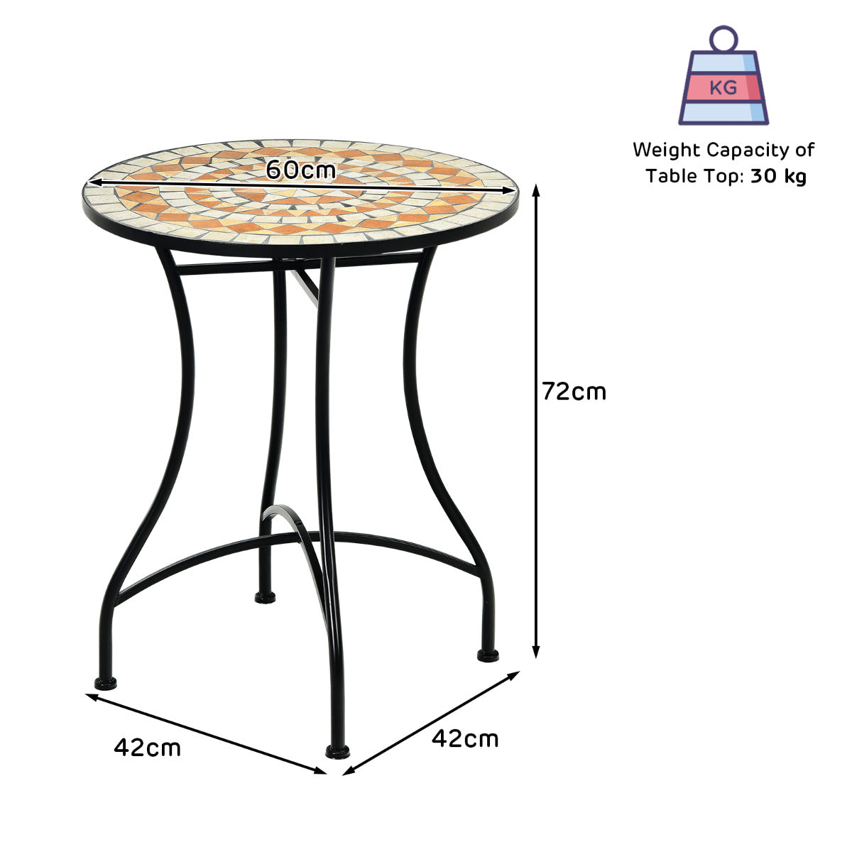 3 Piece Patio Bistro Set for Indoor Outdoor Use