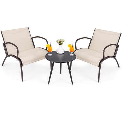 Weather-ready patio seating set combines durable fabric, sturdy metal and stylish contemporary design