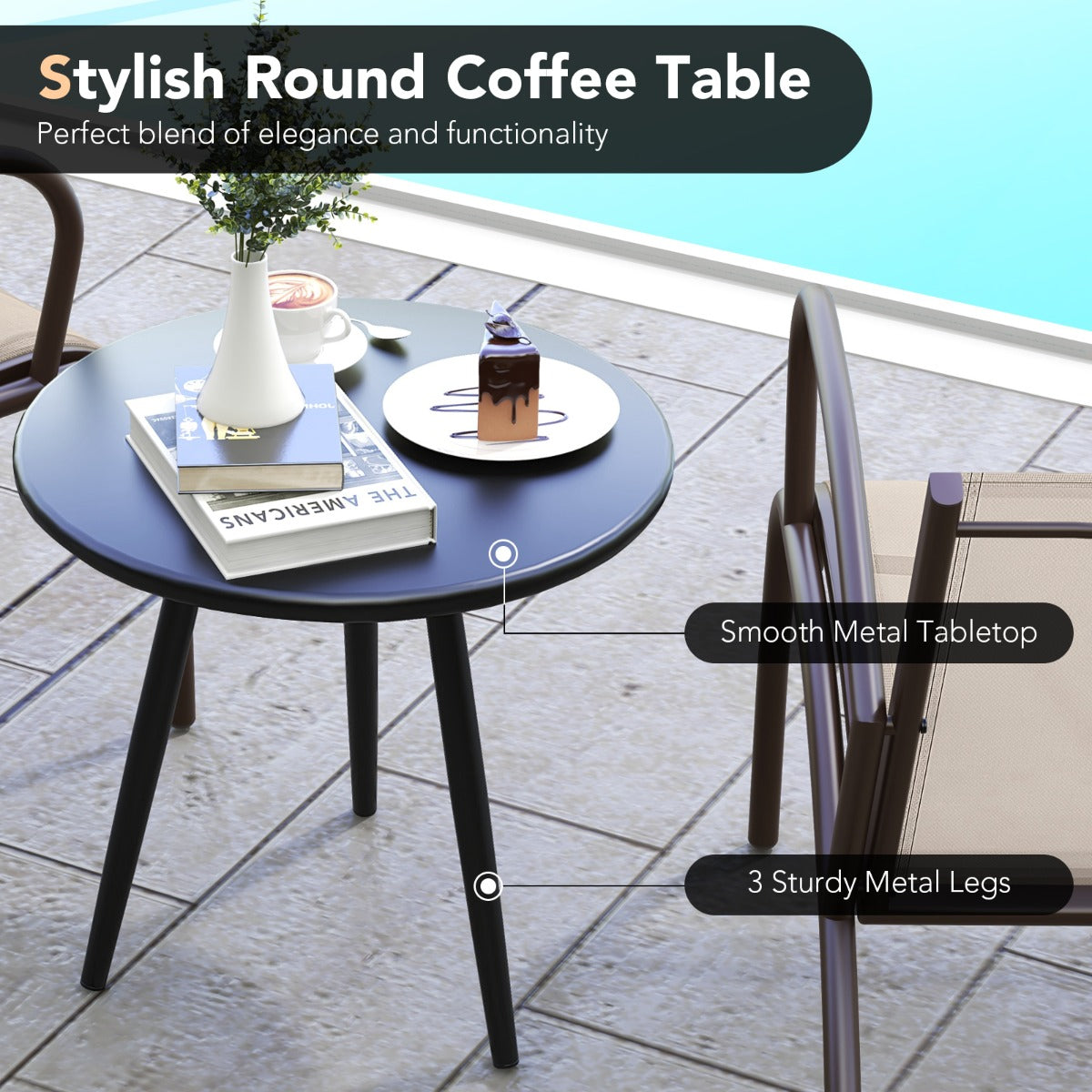 Two armchair bistro set supports up to 180kg per chair for strong and reliable seating
