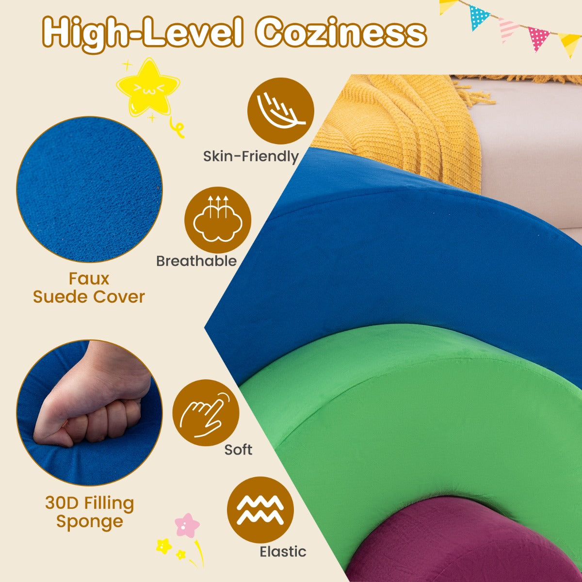 3 Piece Toddlers Climbing Toys with Elastic Filling-Multicolour