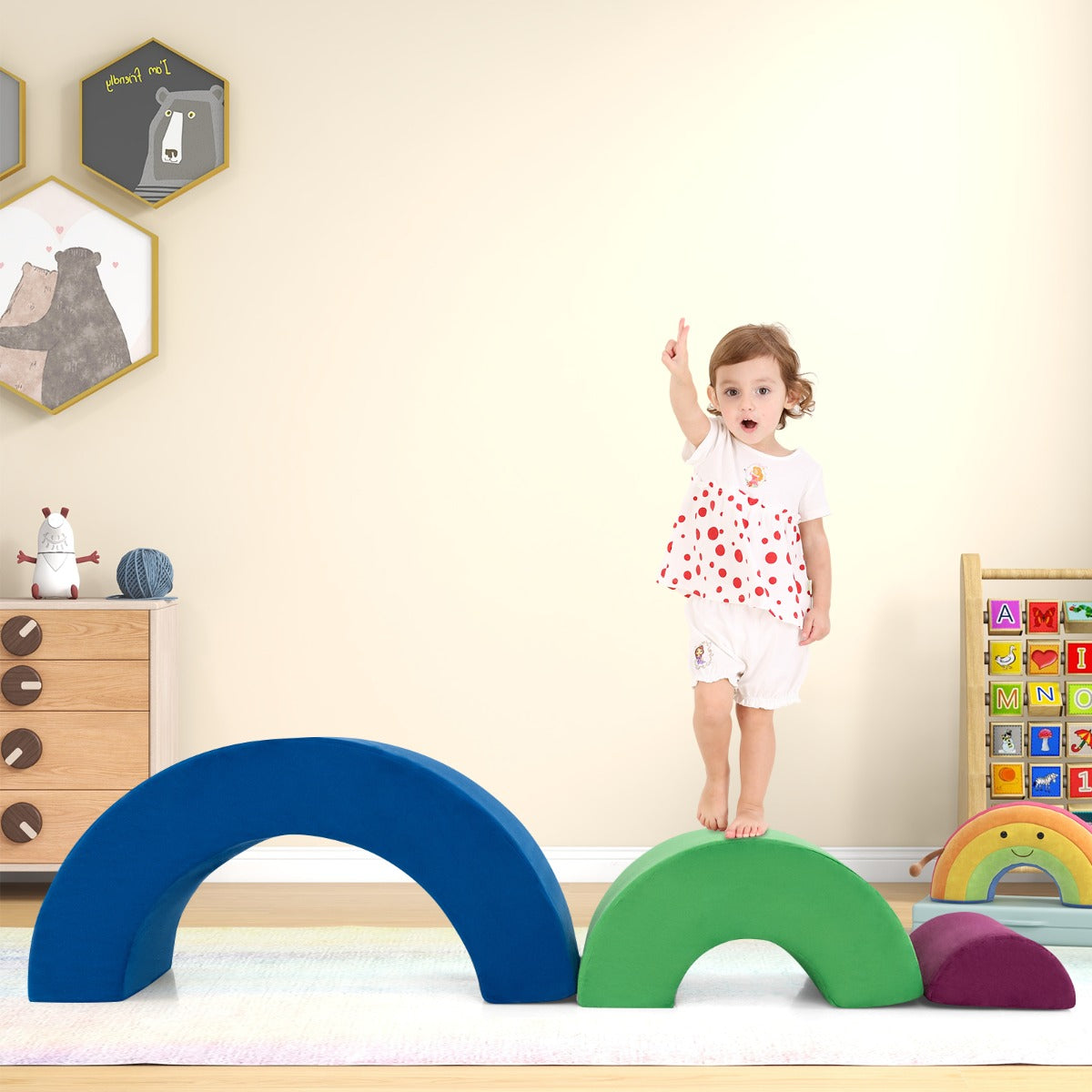 3 Piece Toddlers Climbing Toys with Elastic Filling-Multicolour