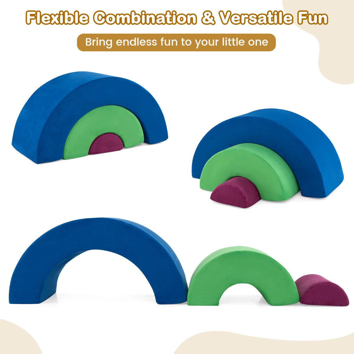 3 Piece Toddlers Climbing Toys with Elastic Filling-Multicolour