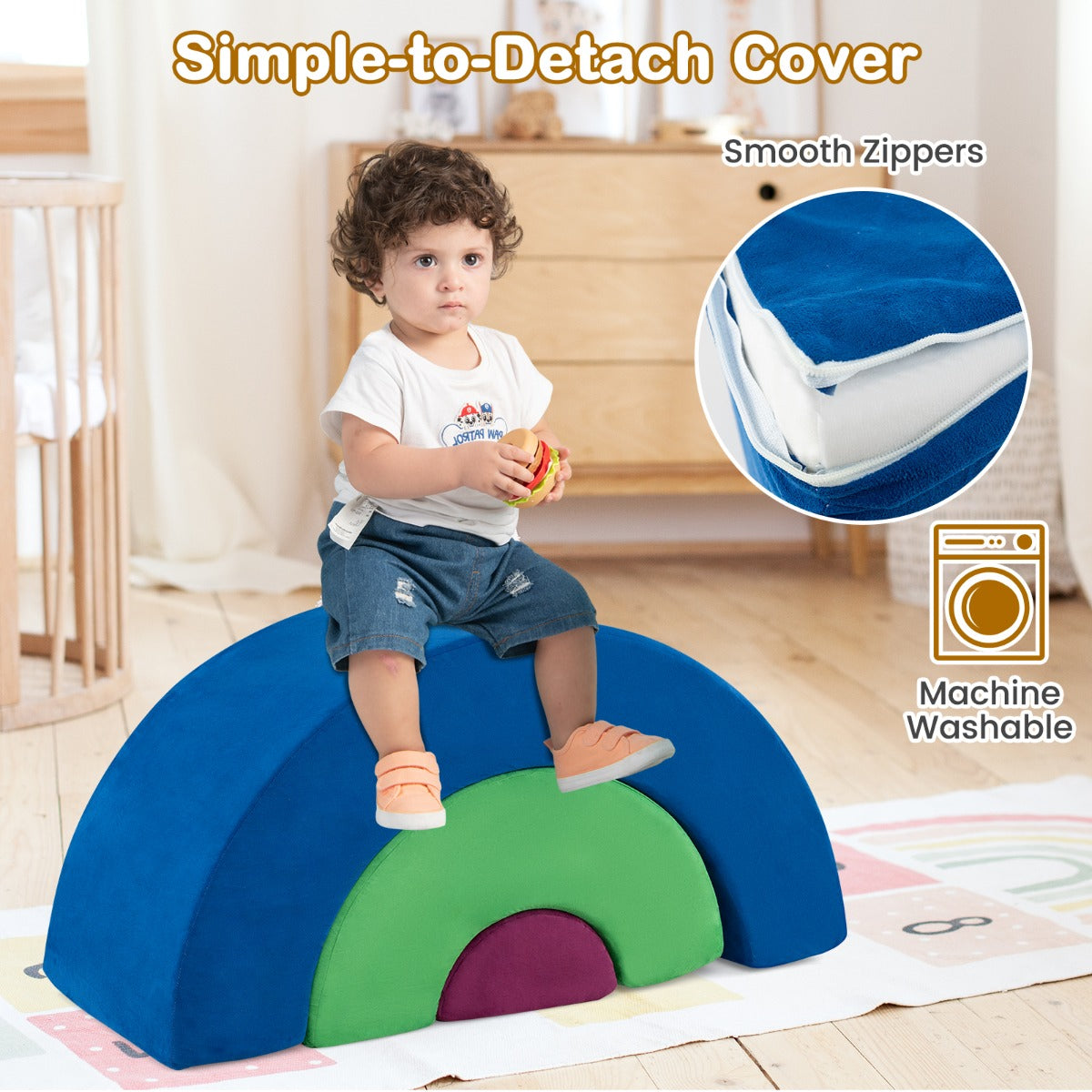 3 Piece Toddlers Climbing Toys with Elastic Filling-Multicolour