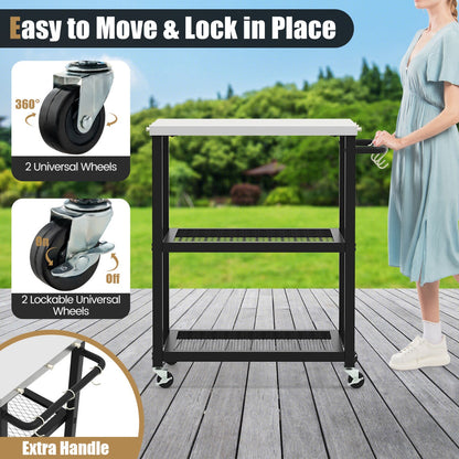 Detailed instructions and accessories make this black metal outdoor trolley simple to assemble