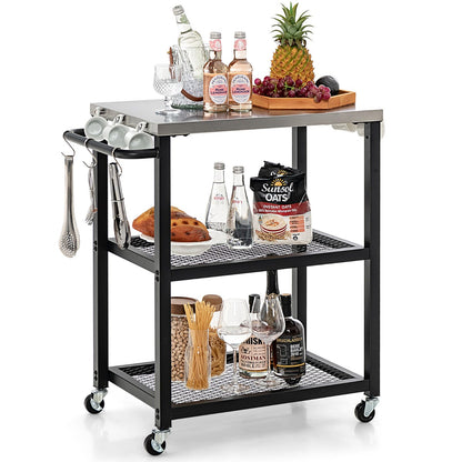 Waterproof stainless steel work surface is smooth, rust-resistant, and easy to wipe clean