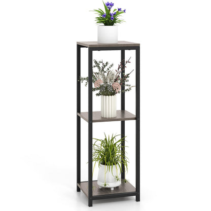 Vertical corner plant shelf maximizes limited space while holding plants, books, and ornaments