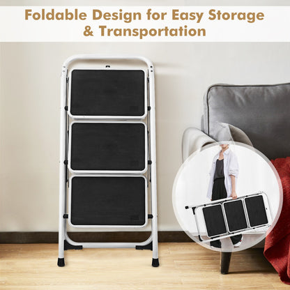 Costway 3-Tread Step Ladder with Convenient Hand Grip for Home Garage Kitchen