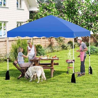 3 x 3 m Pop up Canopy Tent Foldable with Wheeled Bag and 4 Sandbags-Blue