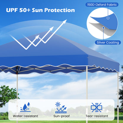 3 x 3 m Pop up Canopy Tent Foldable with Wheeled Bag and 4 Sandbags-Blue