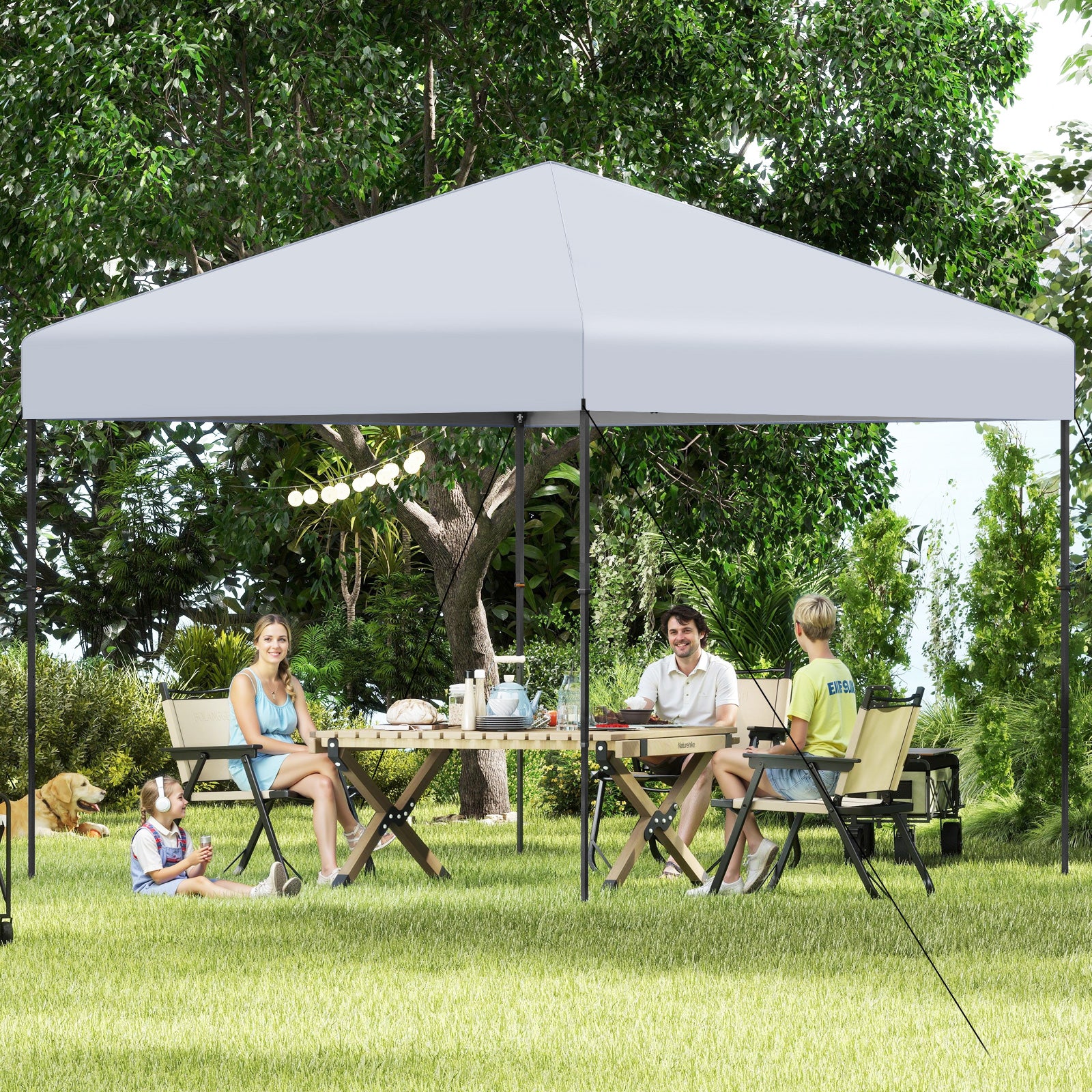 3 x 3 m Pop up Canopy Tent with Portable Carrying Bag and 8 Stakes-White