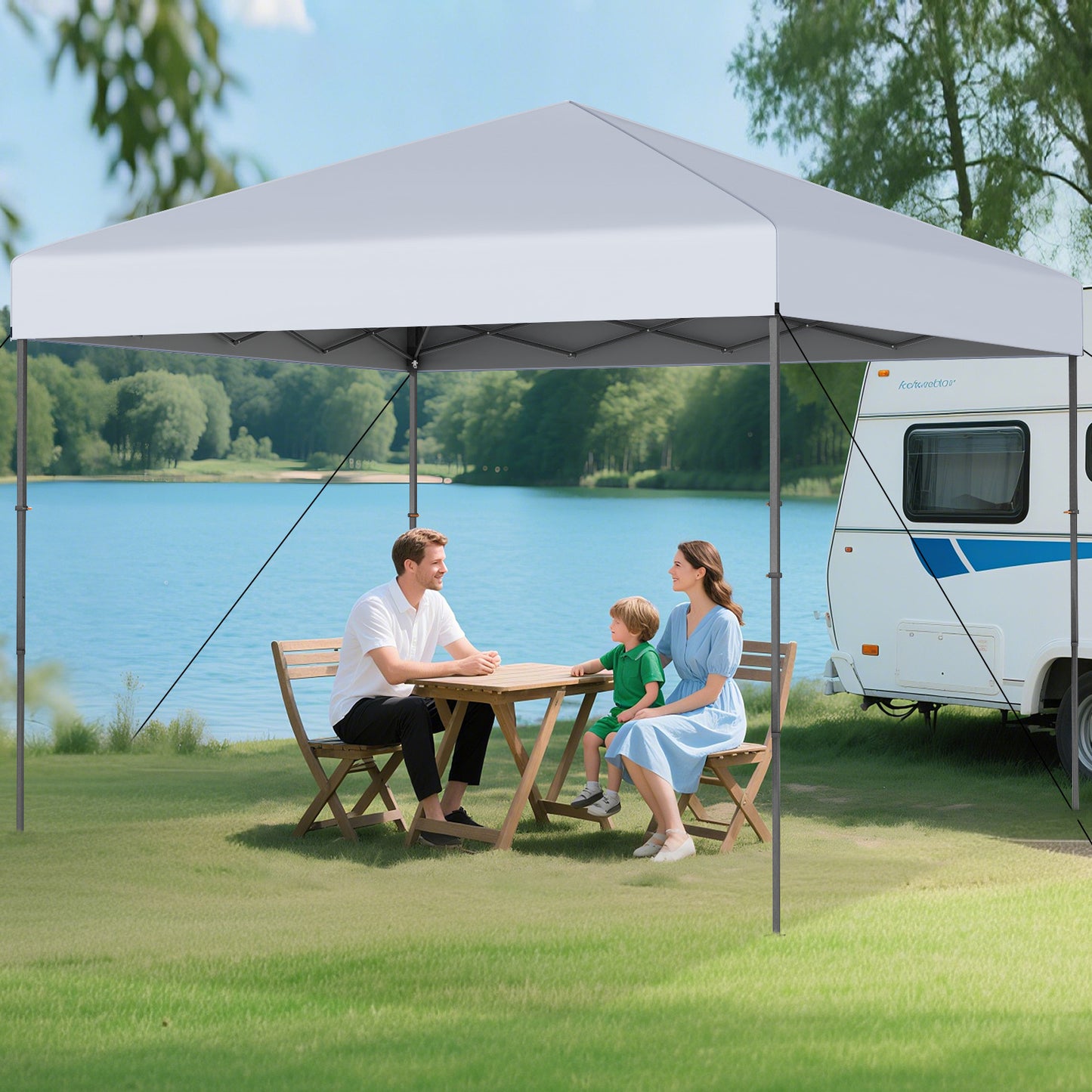 3 x 3 m Pop up Canopy Tent with Portable Carrying Bag and 8 Stakes-White