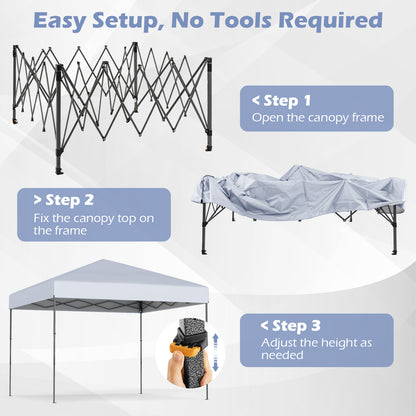 3 x 3 m Pop up Canopy Tent with Portable Carrying Bag and 8 Stakes-White