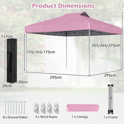 3 x 3M 1-Person Setup Pop up Canopy Tent-Pink