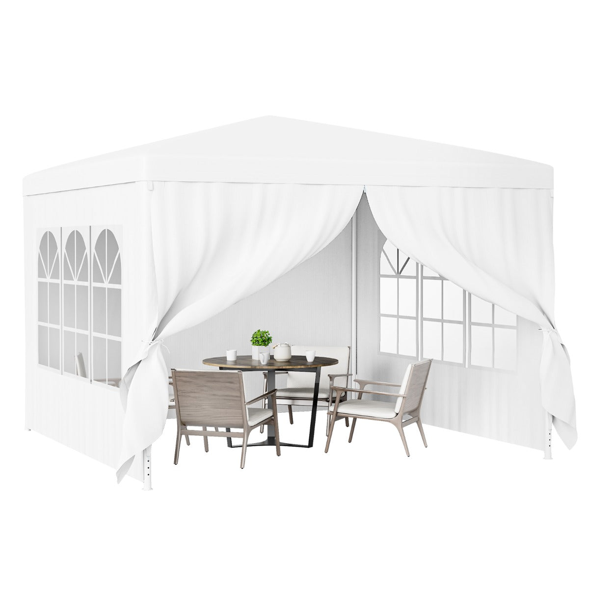 3 x 3m Outdoor Patio Pavilion Screen Gazebo Shelter-White