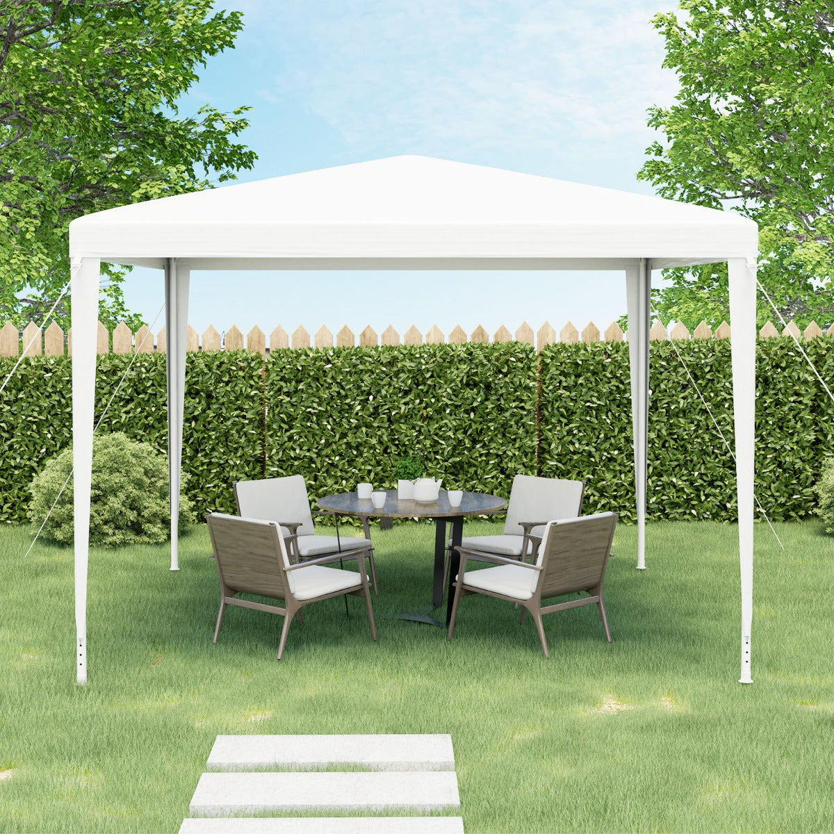 3 x 3m Outdoor Patio Pavilion Screen Gazebo Shelter-White